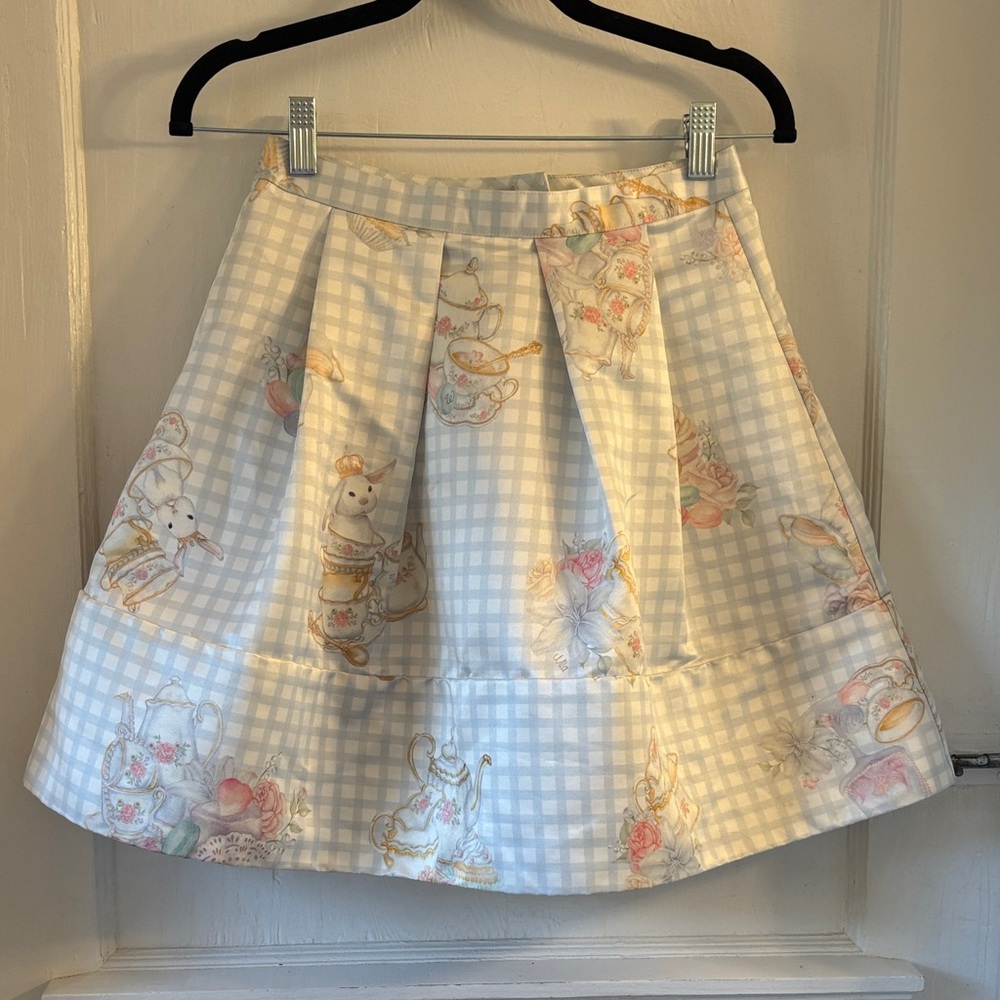 Wila-Lawi Pastel Blue and White A-Line Skirt